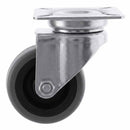 White Smoke Pressed Steel Swivel Castors With Grey Rubber on Black Polypropylene Wheel - 50mm to 100mm