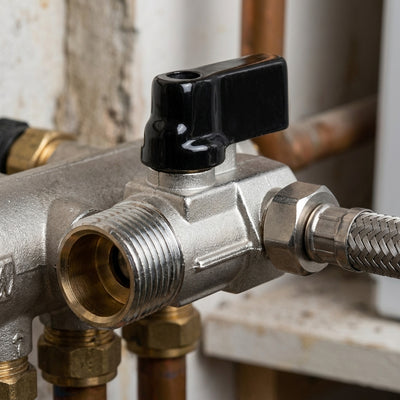 1/2" BSP Male x Female Plated Brass Mini Ball Valve, 41mm