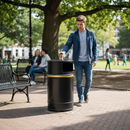 Dark Slate Gray Premium Closed Top Litter Bin - 40 Litre Capacity with Lockable Hood