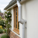 76mm Diameter Flush Joint Aluminium Downpipe Bends — RAL 7035 / 92.5 Deg (in use)