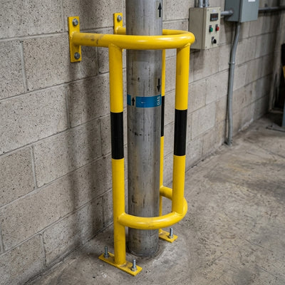 1000 x 350 x 300mm Wall and Ground Mounted Pipe Protector Yellow