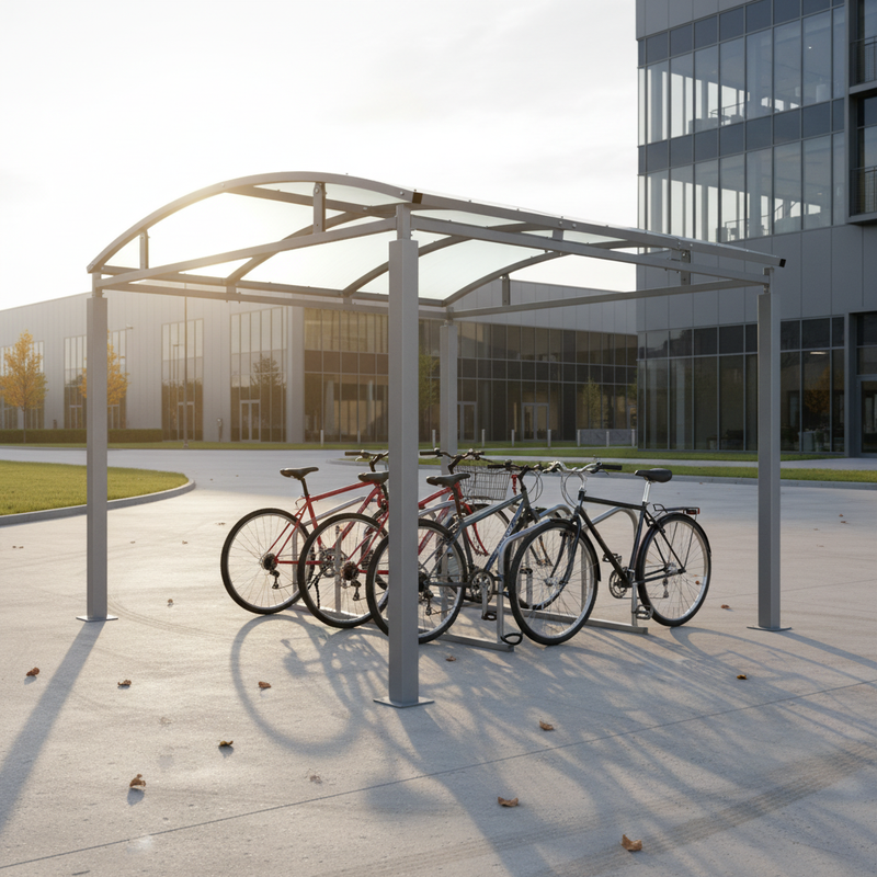Light Slate Gray Premium Cycle Shelter or Walkway Cover with Clear PETG Roof 1m - 5m Extension Bays