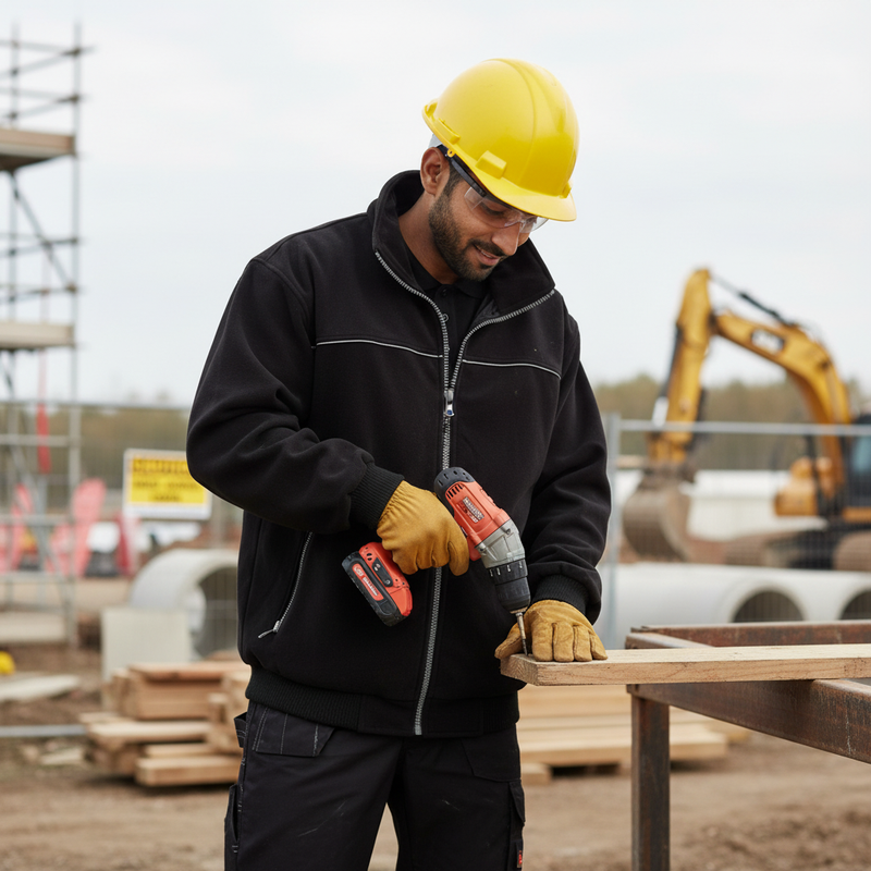 Black Premium Micro Fleece Jacket with Concealed Hood - Black
