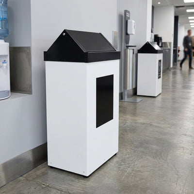 62 Litre General Waste Swing-Top Bin, White PVC Steel