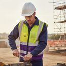 Light Gray High-Visibility Two Tone Executive Waistcoat with ID Pocket - Saturn Yellow/Purple