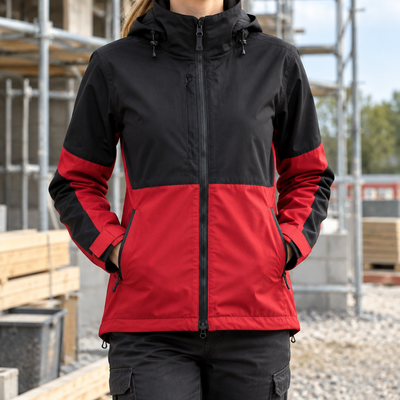 Women's Waterproof Shell Jacket with Taped Seams - Chili Red/Black