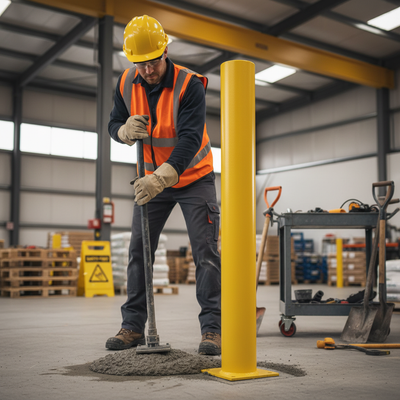 Fixed Plain Round Galvanised Heavy Duty Steel Bollard - 1500mm Above Ground