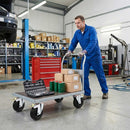 Gray Pressed Steel Swivel Castors with Brake and Black Rubber on Polypropylene Wheel - 80mm-150mm