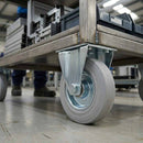 125mm Pressed Steel Fixed Castor Wheel | Grey Rubber on Pressed Steel | 110kg Load Capacity