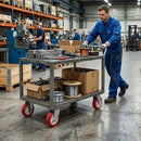 125mm Pressed Steel Swivel Castor Wheel - Red Polyamide, 4-Hole Top Plate - 160kg Load Capacity