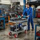 125mm Pressed Steel Swivel Castor Wheel - Red Polyamide, 4-Hole Top Plate - 160kg Load Capacity