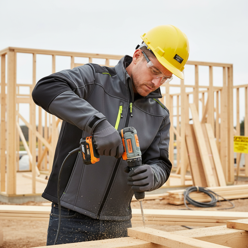 Light Gray Premium Two-tone Medium Weight Softshell Jacket - Grey/Black