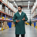 Dark Gray Premium Poly Cotton Warehouse Coat in Spruce Green with Pockets