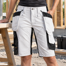 White/Black Women's Flexible Builder Shorts with Tool Storage