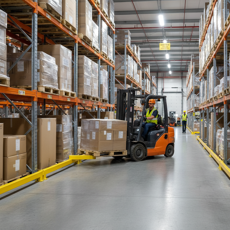 Light Slate Gray Heavy Duty Impact Protection Railing System - High Visibility Yellow Rails