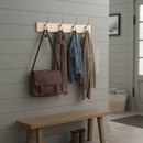 Premium Cream Wall Mounted Coat Rack with 4 Double Hooks - Stylish and Practical Storage Solution for Home and Office