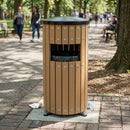 Round Wood-Effect Steel Waste Bin – 33 Litre Outdoor