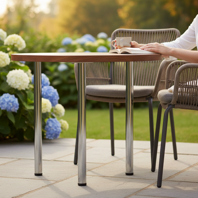 Premium Chrome Table Leg with Adjustable Feet - Multiple Sizes Available