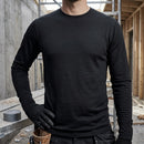 Black Merino Wool Long Sleeve Work Top