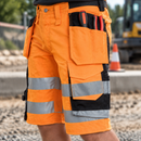 Hi-Vis Orange/Black Class 1 Safety Shorts with Tool Compartments (view 2)
