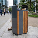90L slimline galvanised steel and Iroko wood litter bin