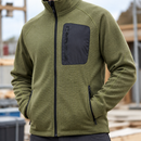 Mesh Fleece Work Jacket with Brushed Lining - Khaki Green/Black