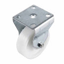 White Smoke Pressed Steel Fixed Castors With White Nylon Wheel - 50mm & 75mm