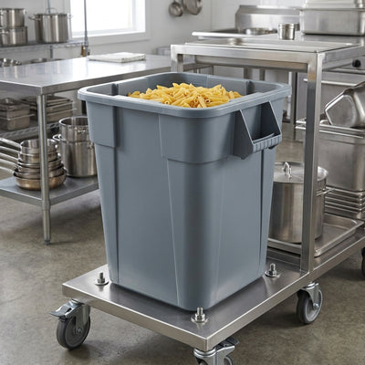 Square plastic storage container, 151 litre capacity