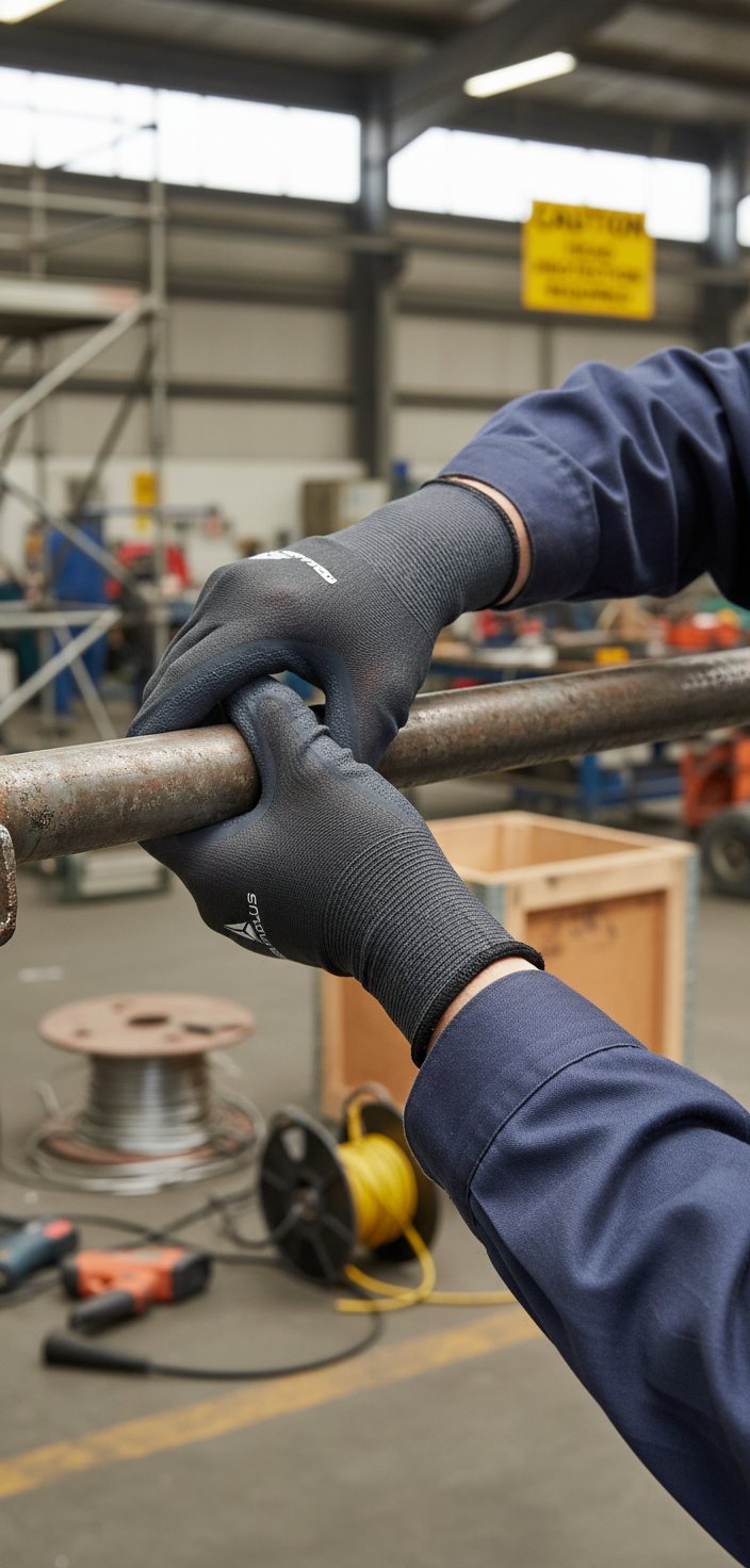 Dim Gray High-Performance Safety Gloves with Latex Coating - 12 Pairs