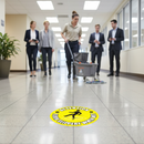 Gray Premium Floor Sign - Caution Slippery When Wet - 430mm Diameter