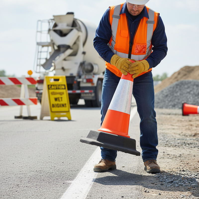 Light Gray 500mm 2-Piece Premium Traffic Cone - High Durability & Flexibility