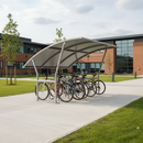 Light Gray Premium Cycle Shelter with Galvanised Curved Roof and Extension Bays