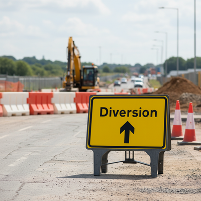 Heavy Duty Diversion Sign 1050x750mm with Robust Design