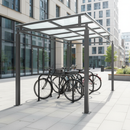 Light Gray Premium Bike Shelter Walkway Cover with Clear Roof - Extension Bay