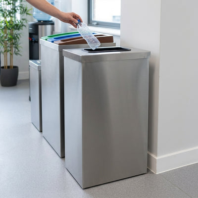 80 Litre Mild Steel Recycling Bin with Colour-Coded Lid