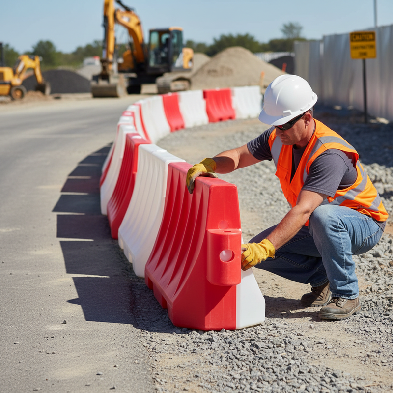 Dark Gray Heavy Duty Water-Filled Safety Barrier for Construction Sites