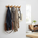Premium Wall Mounted Coat Rack with 4 Double Hooks - Solid Beech Wood Design for Hallway, Bedroom, and Utility Spaces