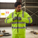 Dark Olive Green Premium Hi-vis Fleece Jacket - Bright Yellow for Safety
