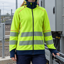 Women's Arc Flash Full Zip Safety Jumper - Hi-Vis Yellow/Navy
