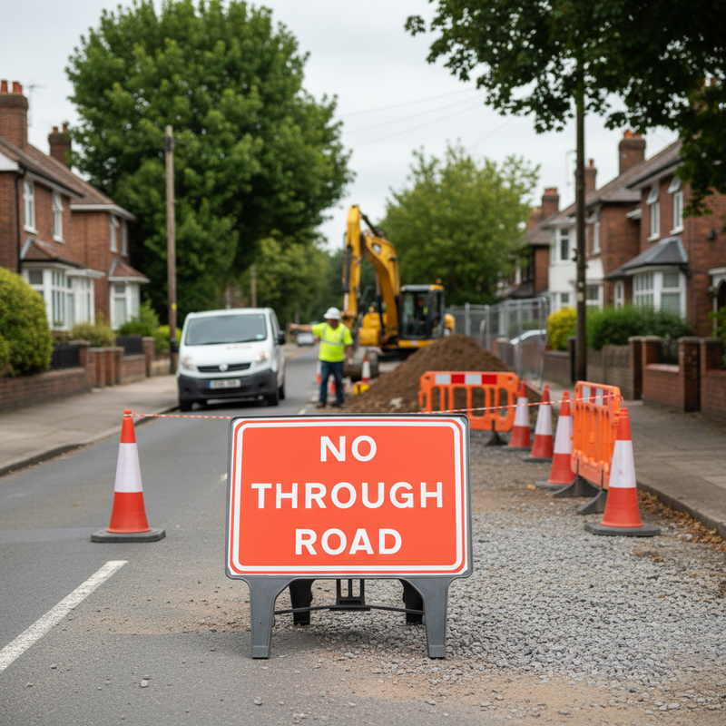 Dark Gray Premium No Through Road Sign 1050x750mm for Safety and Visibility