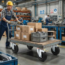 Dim Gray Pressed Steel Swivel Castors with Brake and Black Rubber on Polypropylene Wheel - 80mm-150mm