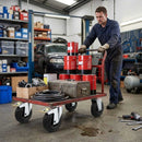 Black Pressed Steel Swivel Castors with Brake and Black Rubber on Polypropylene Wheel - 80mm-150mm