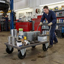 Dim Gray Pressed Steel Fixed Castors with Black Rubber on Polypropylene Wheel - 80mm to 150mm