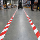 Forklift-Traffic Floor Lane Marking Tape - 75mm - Red/White