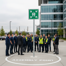 Light Gray Premium Fire Safety Signs - Fire Assembly Point Icon for Emergency Guides