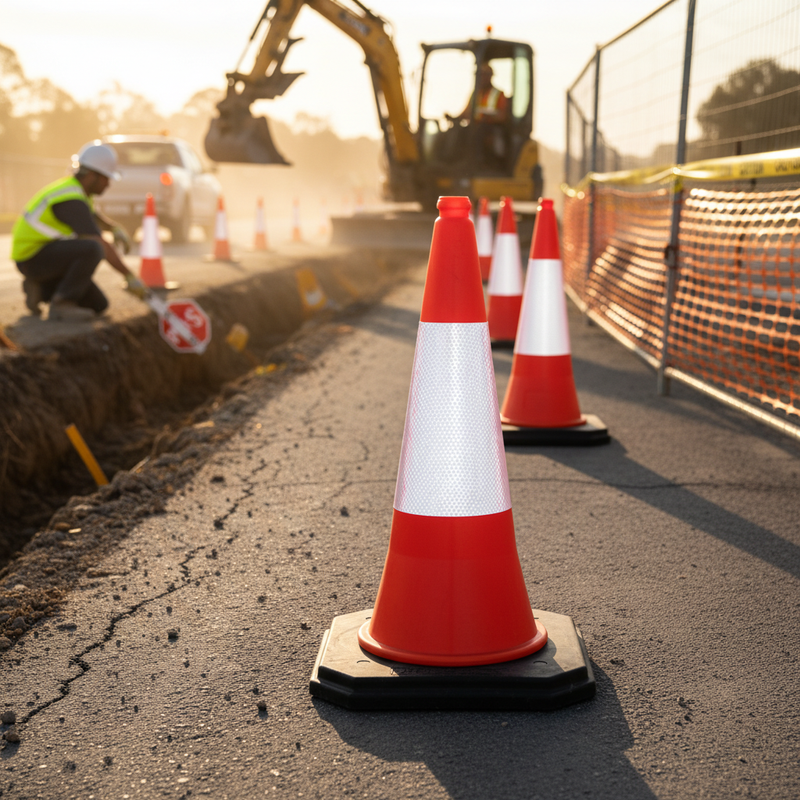 Dim Gray 750mm Heavy Duty 2-Piece Traffic Cone for Safety and Visibility