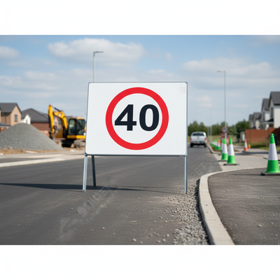 40mph Heavy Duty Metal Sign Face - 750mm for Traffic Control