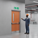 Dark Gray Premium Fire Safety Exit Down Left Arrow Sign - Universal Application