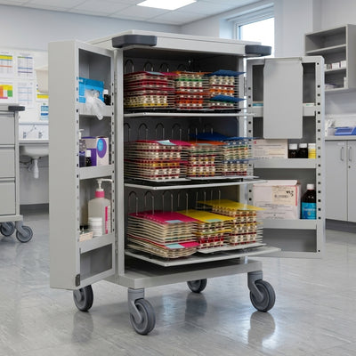 Double Door Medication Dosage Trolley – 9 Frame Blister Pack Capacity