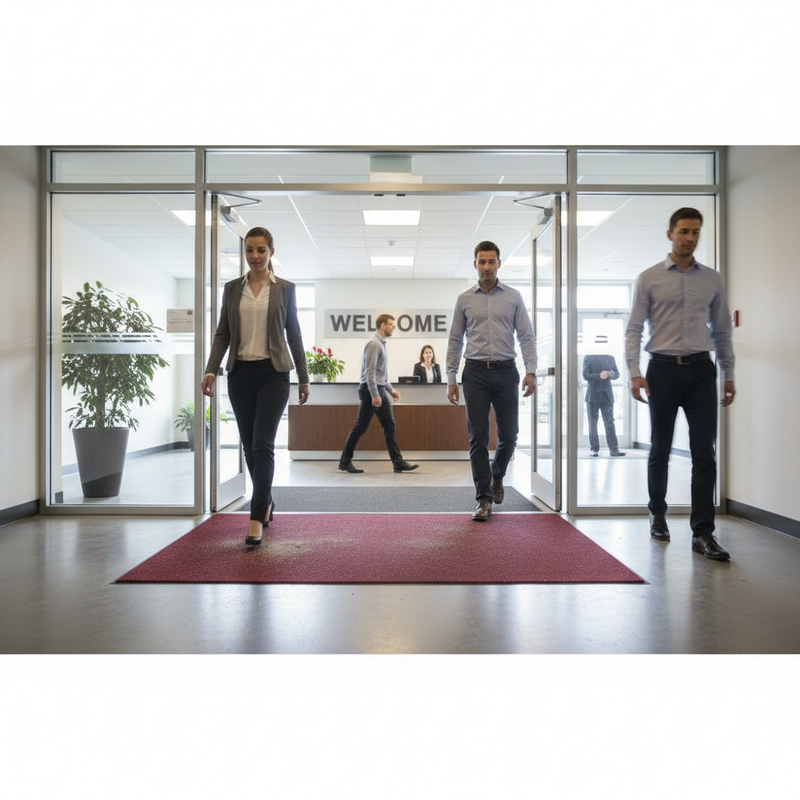 Gray Premium Dust Control Plushway Entrance Mat - Red, Durable & Easy to Clean